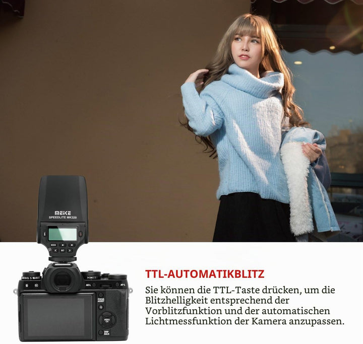 Meike MK-320F Speedlite TTL Master Flash für Fujifilm Kamera X-M1 X-T1 X-Pro1 X-A1 X-A2 X-E1 X-E2 X3