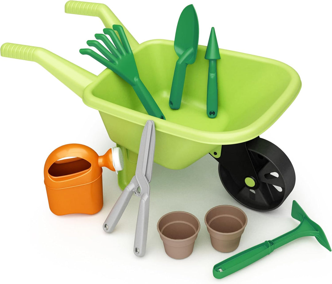 The Toy Company Rasenmäher mit Bollerwagen Leiterwagen Sandspielzeug Set Kinder Gartenspielzeug