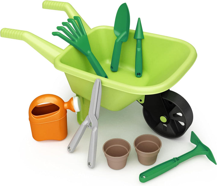 The Toy Company Rasenmäher mit Bollerwagen Leiterwagen Sandspielzeug Set Kinder Gartenspielzeug