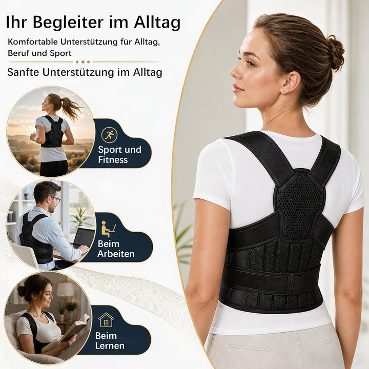 Rückenband für Damen, Aufrechte Haltung im Alltag, Leichtes atmungsaktives Mesh, Verstellbare Schult