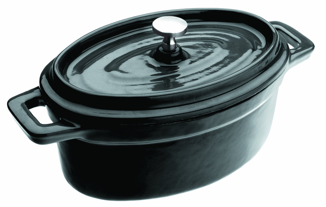 IBILI 726015N Mini-Kasserolle oval, Gusseisen, schwarz, 13 cm, Schwarz