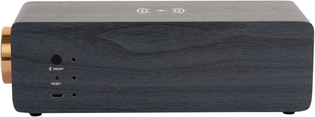 Karlsson Bluetooth Lautsprecher Funkwecker mit LED-Anzeige und kabellosem Laden (Schwarz)