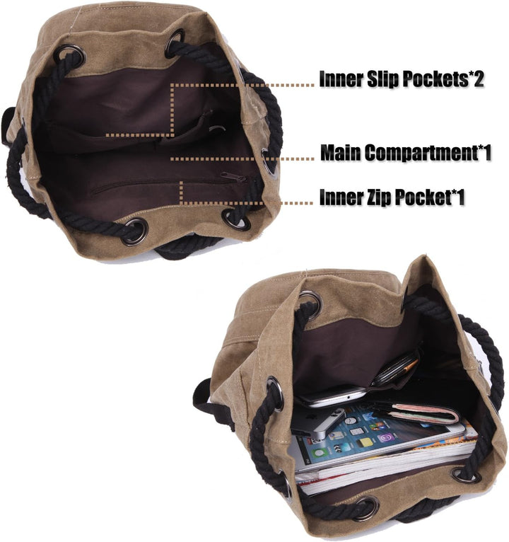 LOSMILE Rucksäcke Damen Herren Daypacks Seesack Leinwand Rucksack Canvas Reisetaschen Umhängetasche