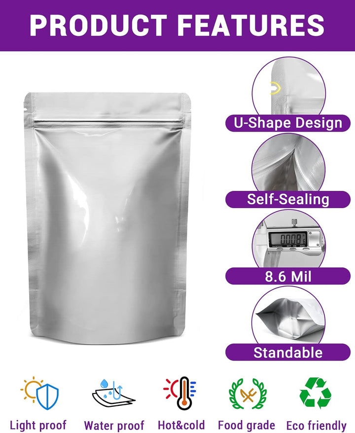 Midukit Mylar bags zur langfristige Lagerung Aufbewahrung von Lebensmitteln, 25 x 35 cm, 8,6 Mil, My