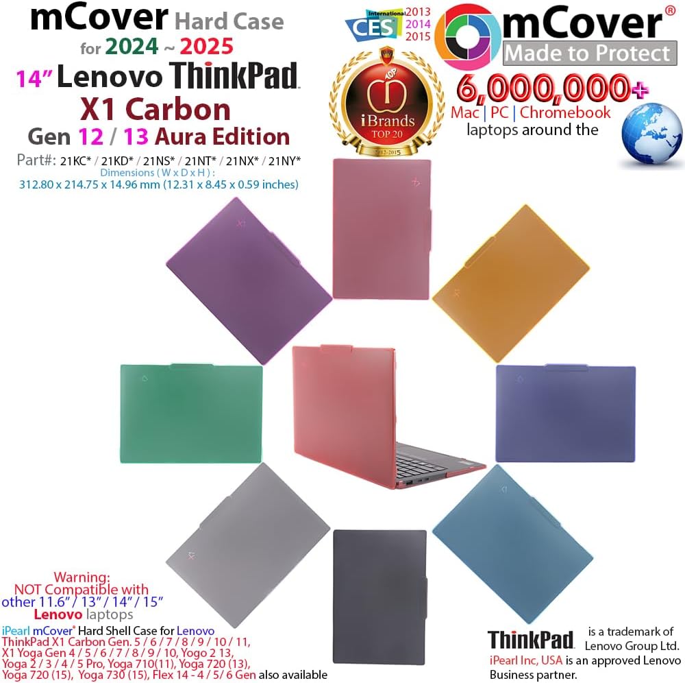 mCover Hartschalen-Schutzhülle, nur kompatibel mit Lenovo ThinkPad X1 Carbon Gen 12 Windows Notebook