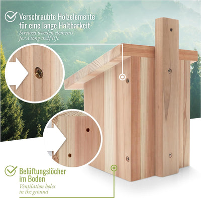 wildtier herz I Vogel Nistkasten Rotkehlchen, Rotschwänzchen aus Massiv-Holz - Verschraubt, Nistkäst