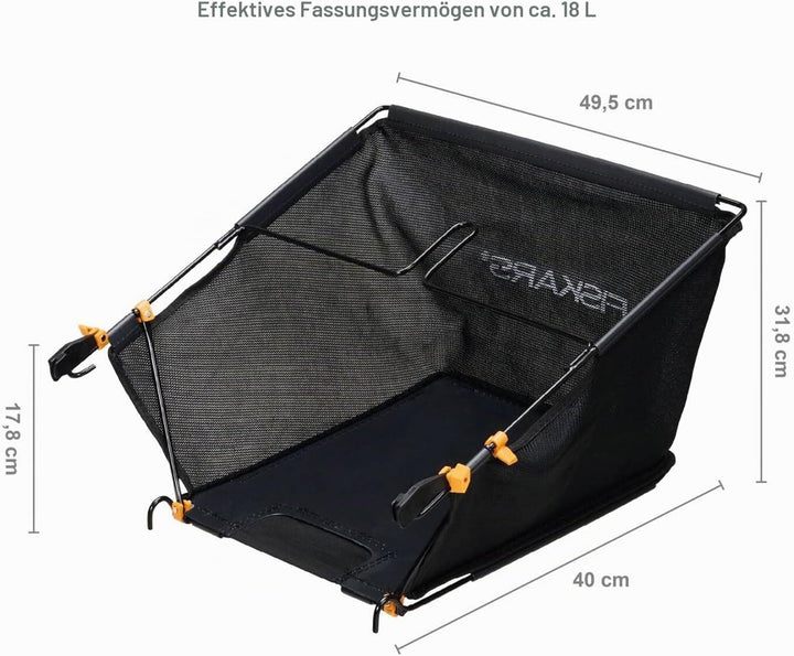 Fiskars Grasfangkorb für Fiskars Spindelmäher StaySharp Max, 18 Liter, StaySharp, Schwarz/Orange, 10