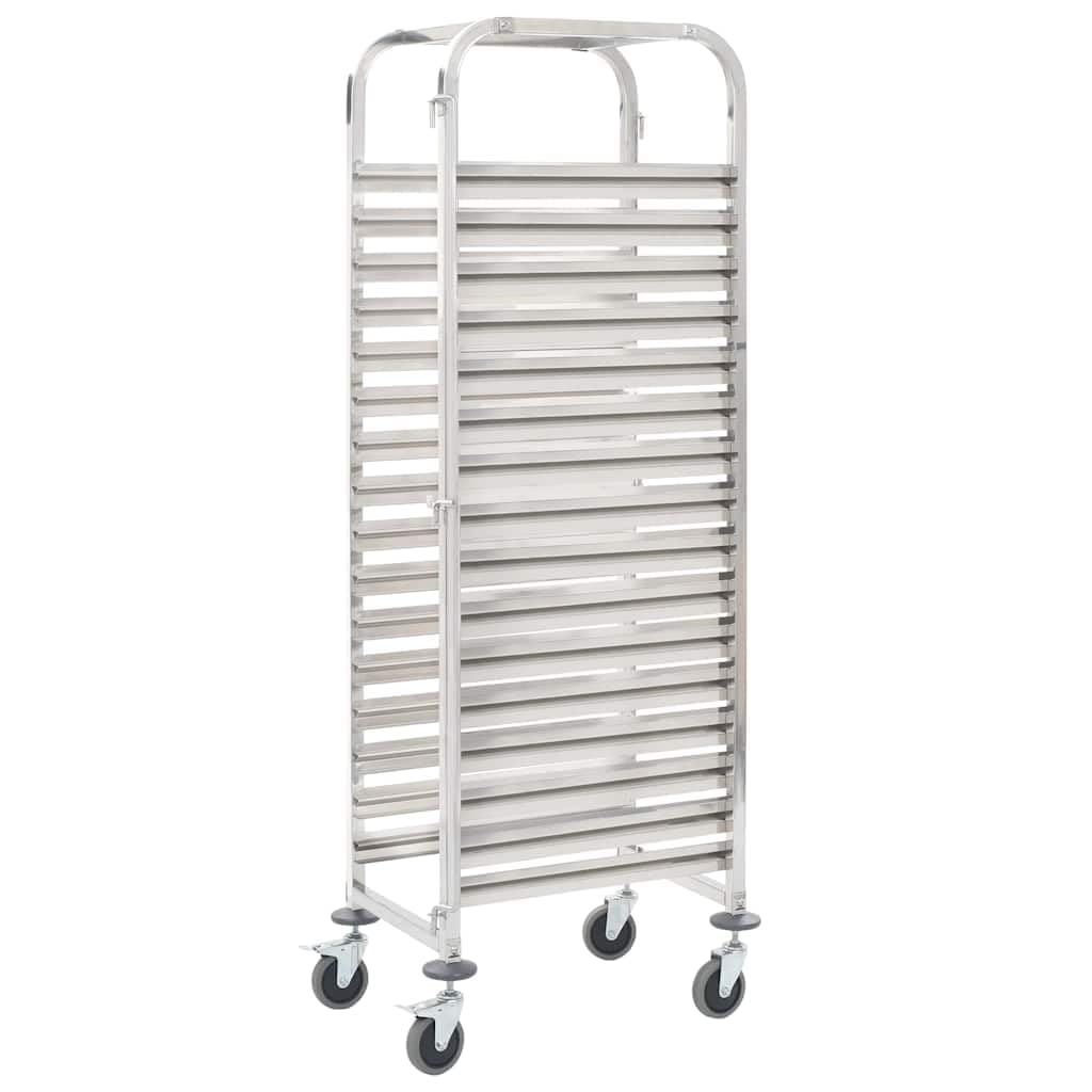 vidaXL Tablettwagen für 16 Tabletts Transportwagen Gastro Abräumwagen Regalwagen Stikkenwagen Blechw