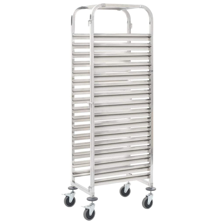 vidaXL Tablettwagen für 16 Tabletts Transportwagen Gastro Abräumwagen Regalwagen Stikkenwagen Blechw