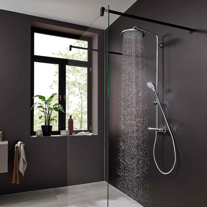 hansgrohe Croma Select 280 Air Duschsystem, 4 Strahlarten, Chrom mit Brausethermostat, mit Brausethe