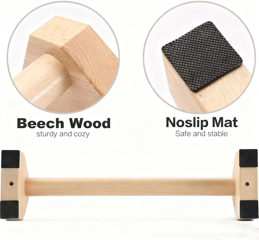 Liegestützgriffe, 2 Push Up Bars, Handstandstange, Holz Parallettes, mit Zwei Abnehmbaren Griffschla