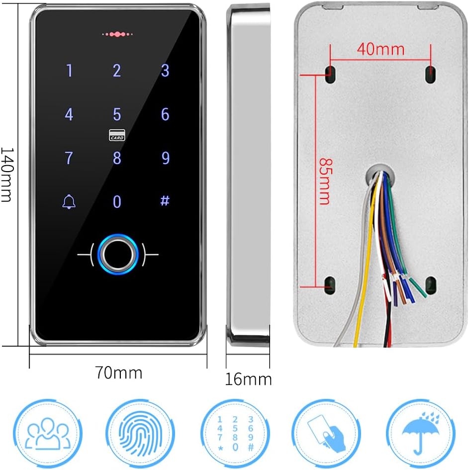 KDL RFID-Biometrischer Fingerabdruck-Zugangskontrolle, wasserdicht, Touch-Tastatur-Leser, DC12 V, Tü