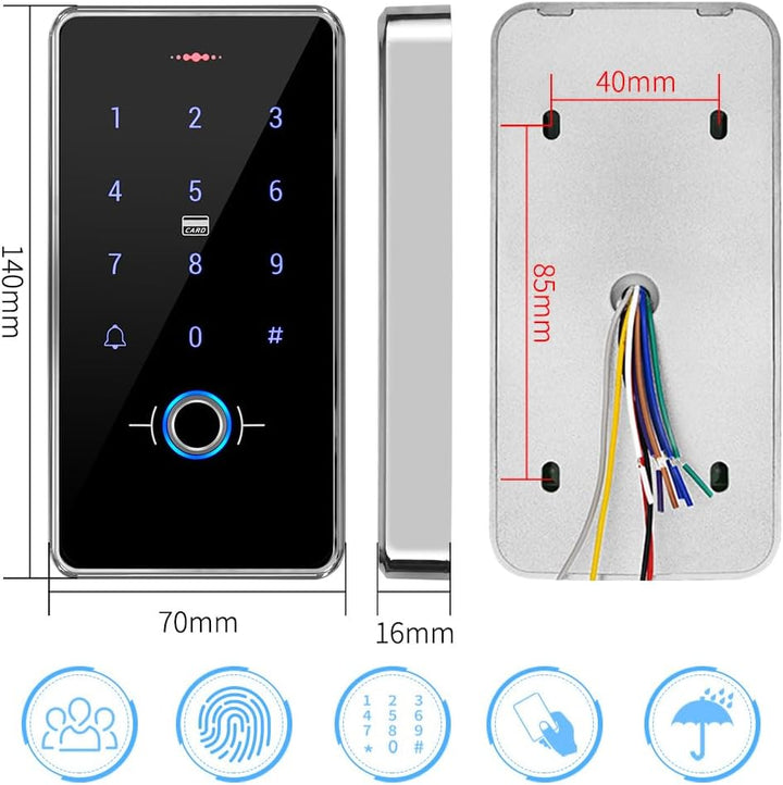 KDL RFID-Biometrischer Fingerabdruck-Zugangskontrolle, wasserdicht, Touch-Tastatur-Leser, DC12 V, Tü