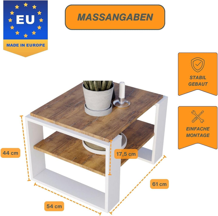 CraftPAK Wohnzimmer Tisch für Couch aus hochwertigem Holzwerkstoff, Stabiler & moderner Couchtisch m