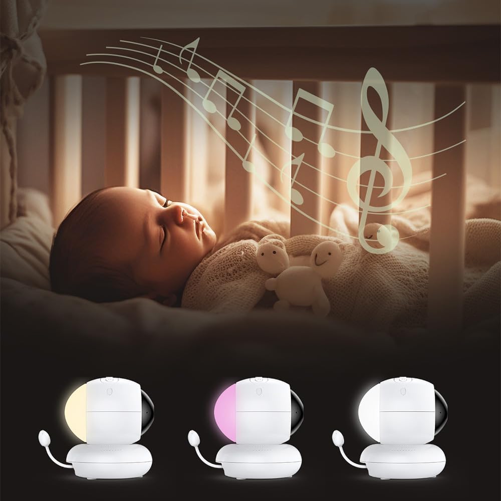 SANNCE Babyphone mit Kamera und Nachtlicht, 720P 5,5'' Baby Monitor PTZ, IR-Nachtsicht, Fütterungser