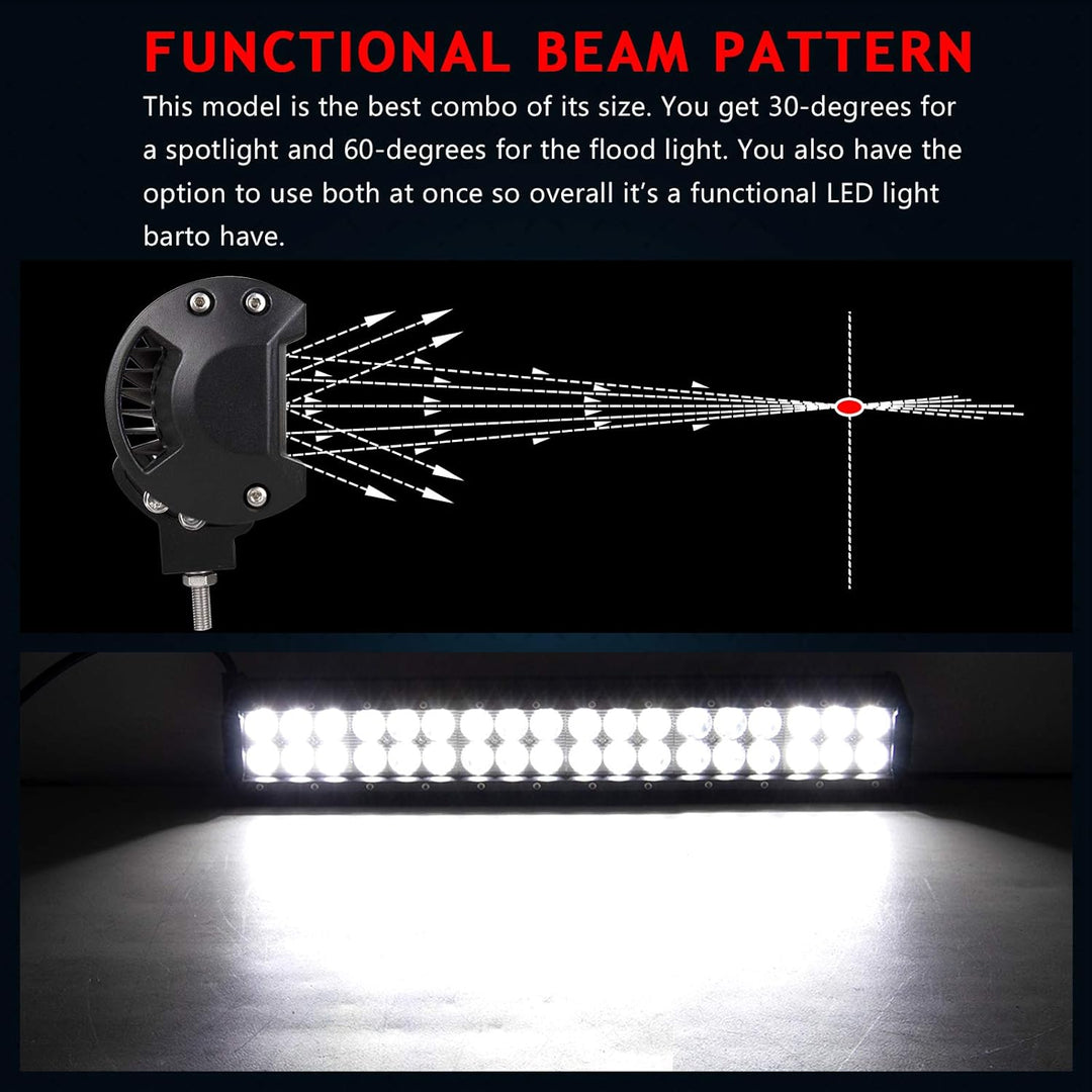 AUXTINGS 46cm 108W LED Arbeitsscheinwerfer Bar LED Scheinwerfer 12V 24V mit Kabelbaum Flutlicht Refl