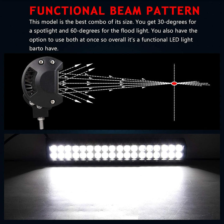AUXTINGS 46cm 108W LED Arbeitsscheinwerfer Bar LED Scheinwerfer 12V 24V mit Kabelbaum Flutlicht Refl