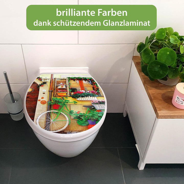 banjado Toilettendeckel mit Absenkautomatik 44,5x37cm - Soft Close Toilettensitz - WC Sitz mit Absen