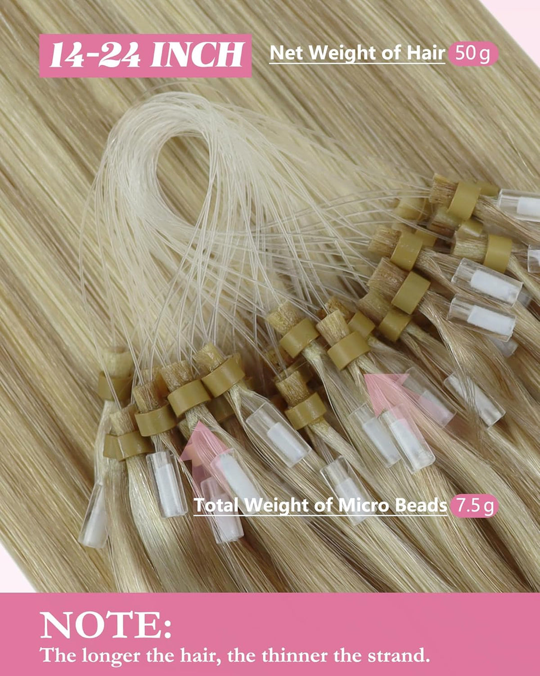 YoungSee Microring Extensions Echthaar Blond Micro Loop Extensions Echthaar 35cm Microring Extension