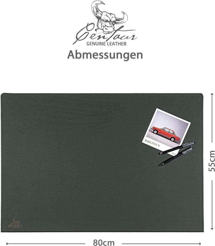 Centaur - Hochwertige Leder Schreibtischunterlage mit 90° Kantenschutz - Flaschengrün 55x80 cm - ide