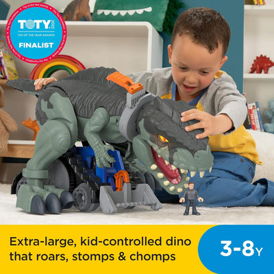 Fisher-Price Imaginext GWT22 - Jurassic World Stapf- und Beissaction Riesendino, ca 40 cm grosses Di