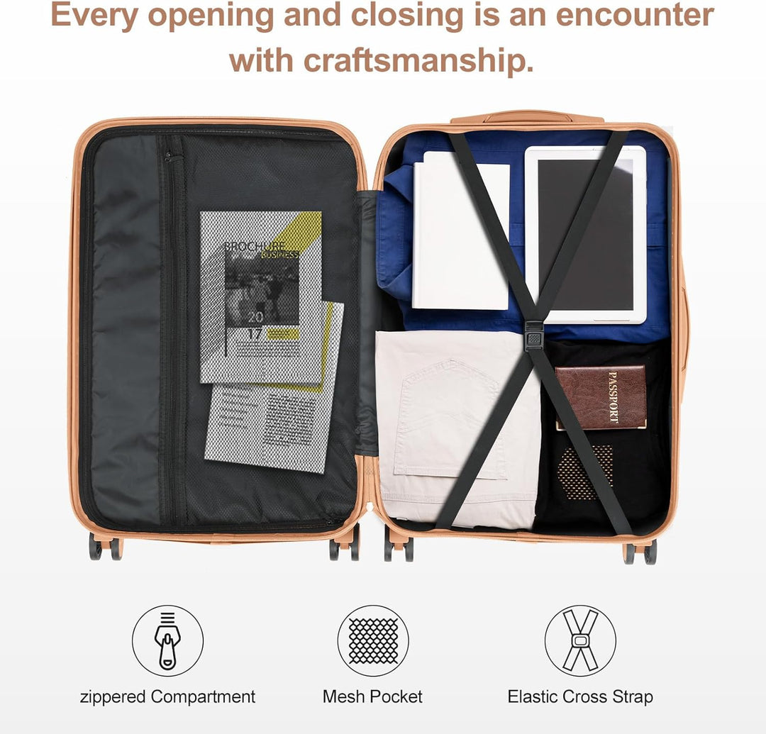 LEADZM Kofferset 3 teilig, Reisekoffer Set mit Eckenschutz, Koffer Set Hartschalen-Trolley aus ABS m