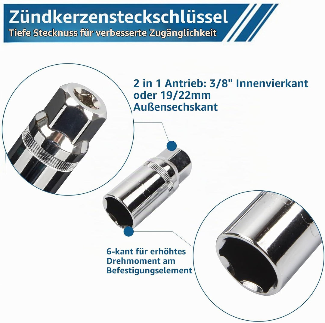 CCLIFE 23tlg Steckschlüssel Verlängerung Satz 1/4&