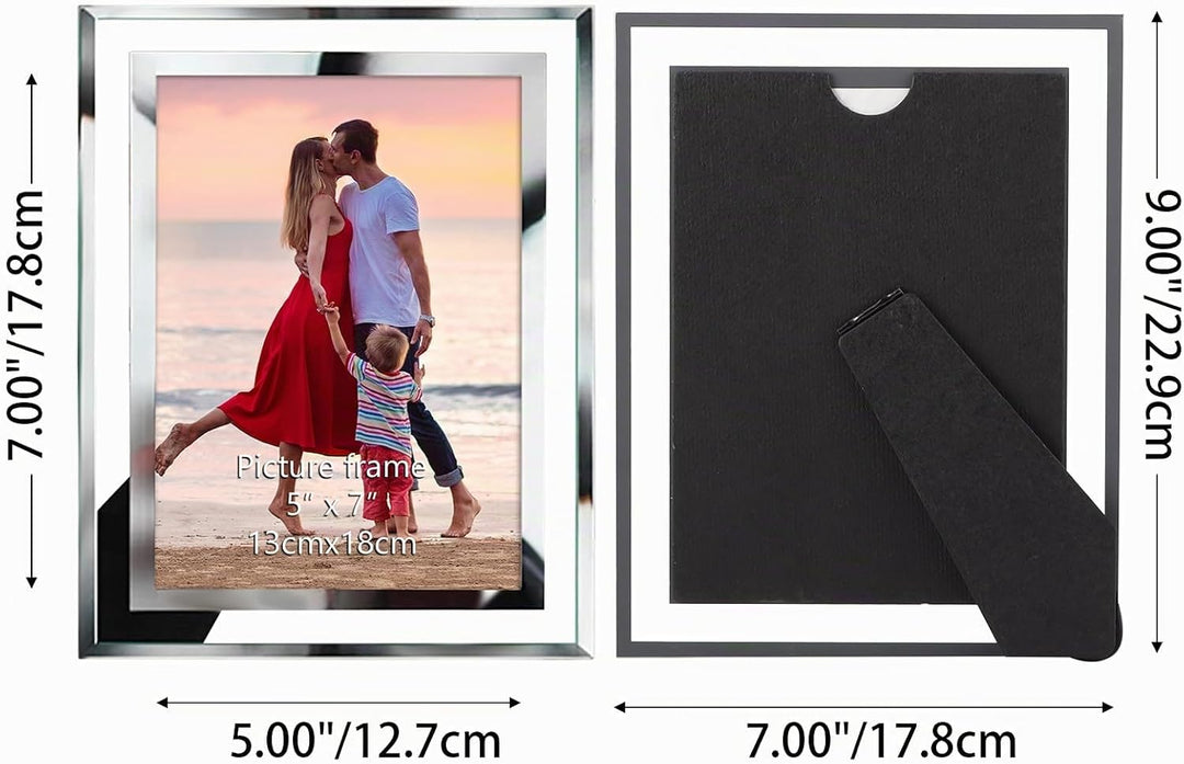 Giftgarden Bilderrahmen 13x18 cm Glas, Hochzeit Fotorahmen Silber für 18x13 Bilder, 2er Set Geburtst