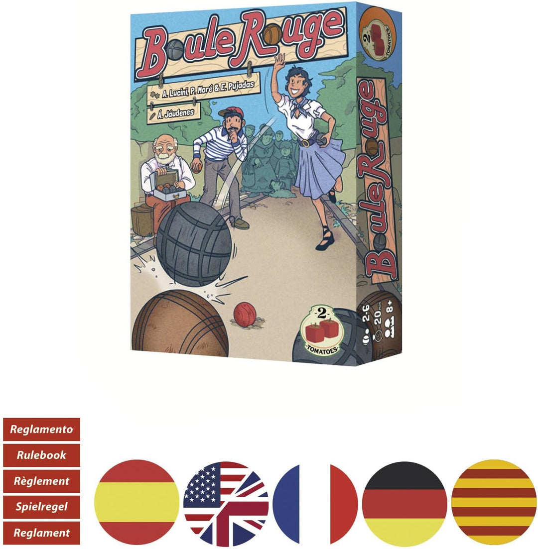 2Tomatoes Games | Boule Rouge | Brettspiel für Teams | Würfel werfen | Über Ihre Bälle zum Boliche!