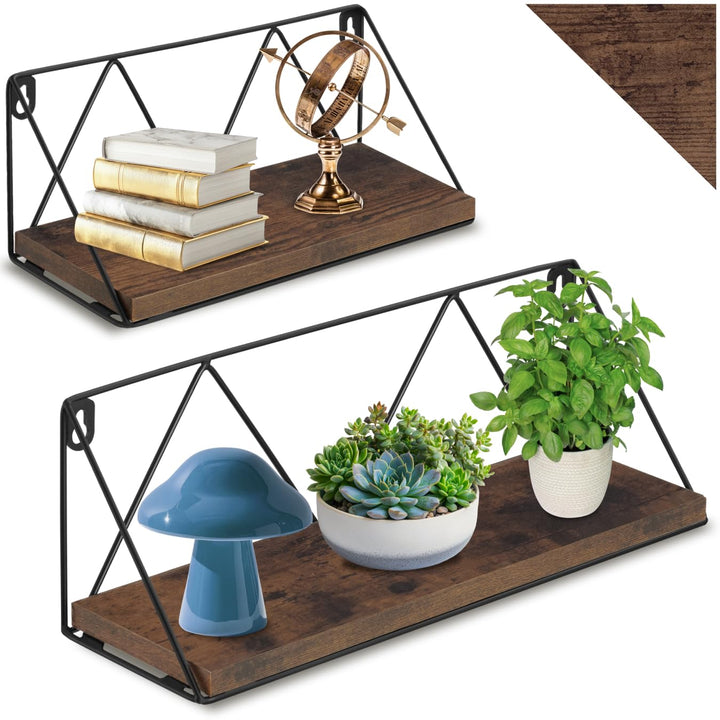 tectake® Industrial Wandregal Holz, 2er Set Regal Wand, Regale, Hängeregal, für Deko Wohnzimmer, Sch