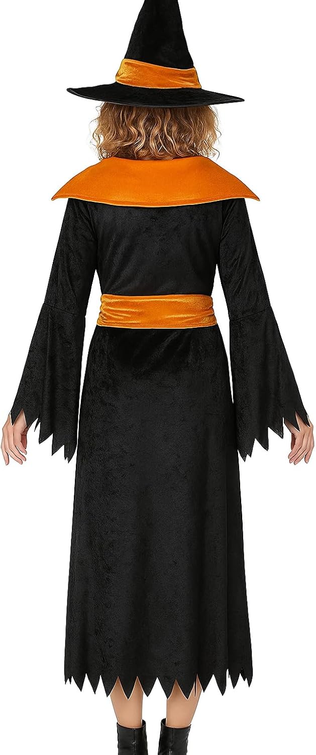 Foxxeo lila schwarzes Hexen Kostüm mit Hexenhut für Damen - Grösse M-XXXXL - Fasching Karneval Hallo