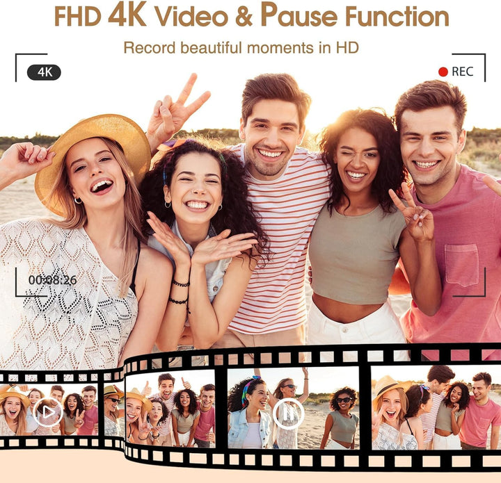 CAMKORY Digitalkamera 4K Fotokamera 48MP mit 32G Karte Autofokus Optischer Sucher Kamera Fotokamera