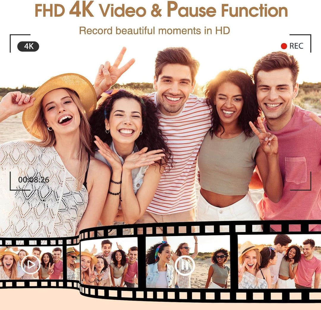 CAMKORY Digitalkamera 4K Fotokamera 48MP mit 32G Karte Autofokus Optischer Sucher Kamera Fotokamera