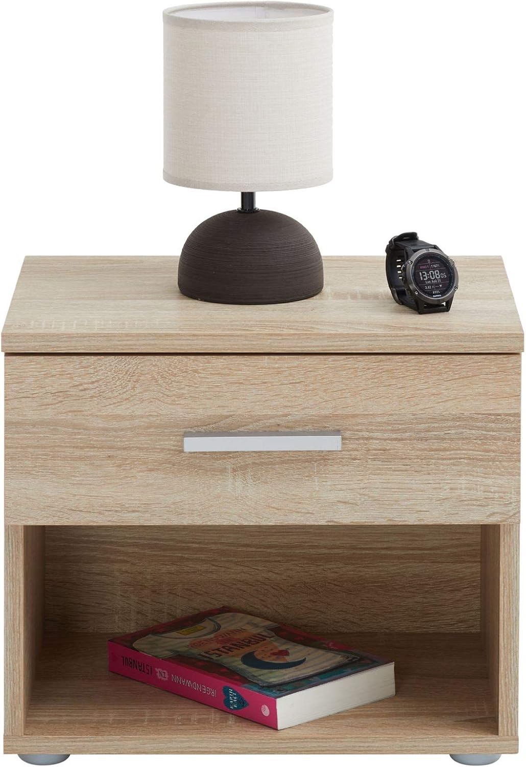 CARO-Möbel Nachttisch Nachtschrank Nachtkommode Mary Sonoma Eiche, 42 x 38 x 30 cm, mit Schublade un