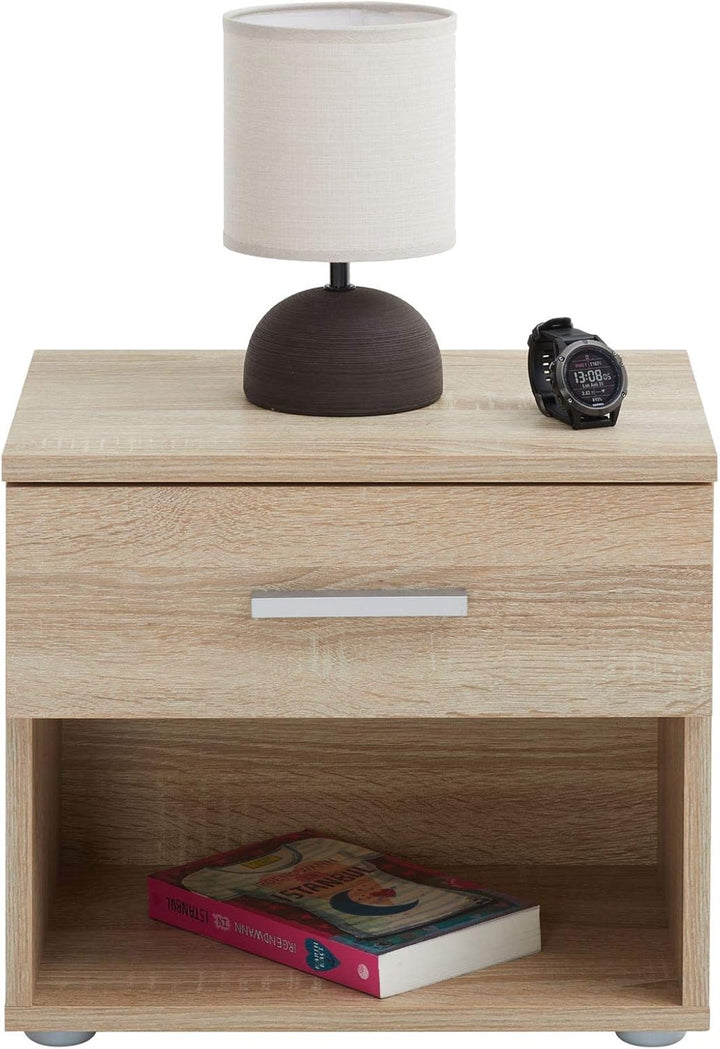 CARO-Möbel Nachttisch Nachtschrank Nachtkommode Mary Sonoma Eiche, 42 x 38 x 30 cm, mit Schublade un