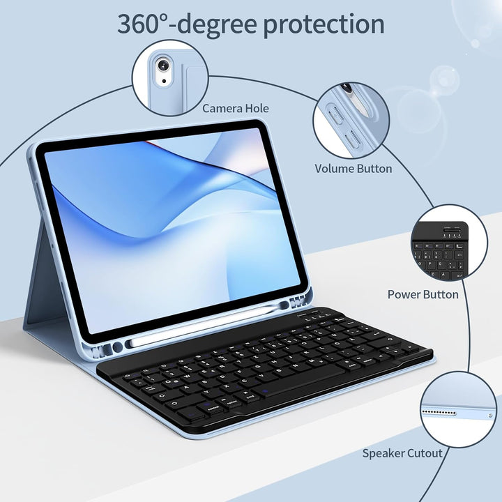 Hülle mit Tastatur für iPad Air 11 Zoll M3/M2, iPad Air 7 6 5 4 (2025/2024/2022/2020) 10,9 Zoll, Sof