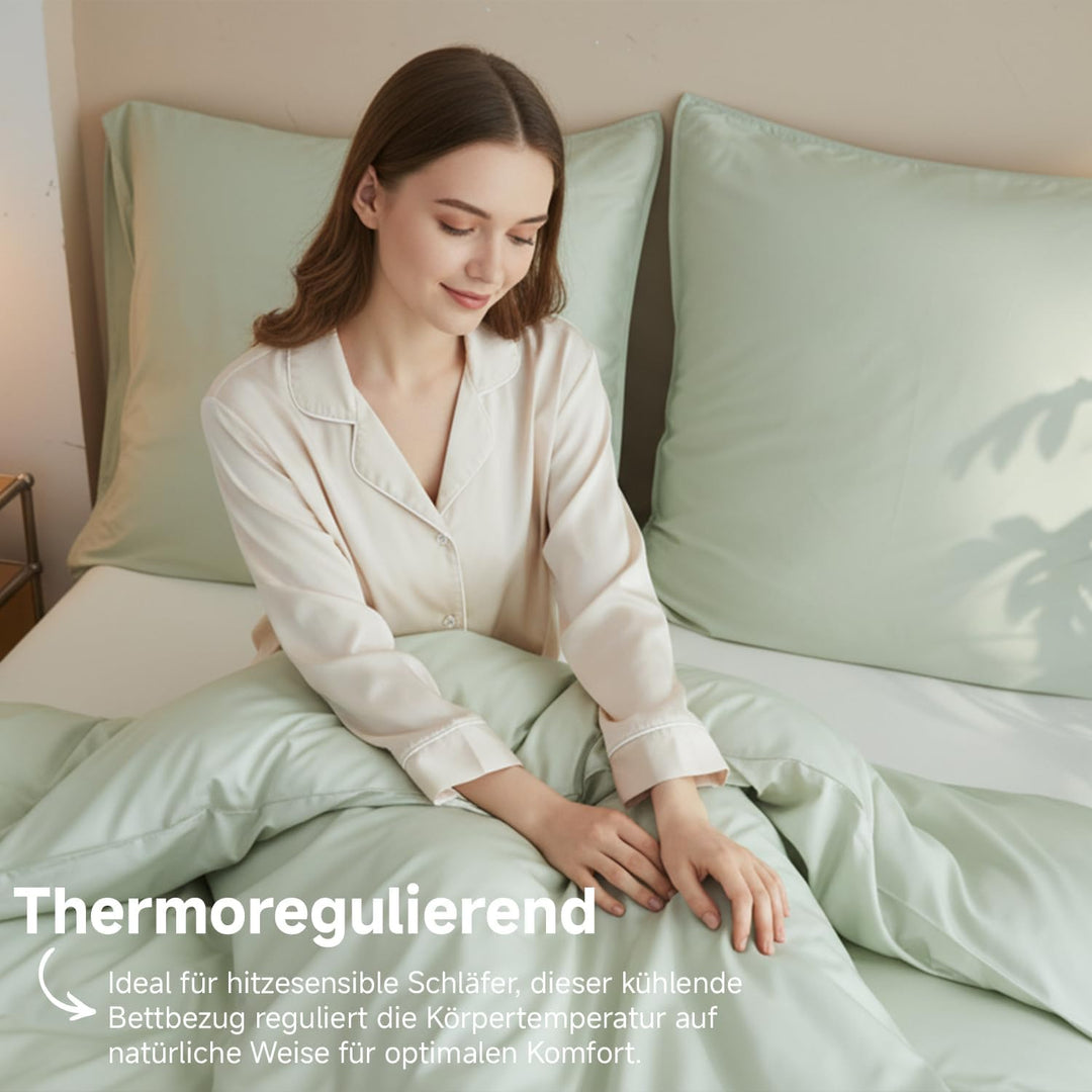 Simple&amp;Opulence Bambus Bettbezug Set, Seidiger und weicher Bettbezug Kühle Bettwäsche Perfekt für Ha
