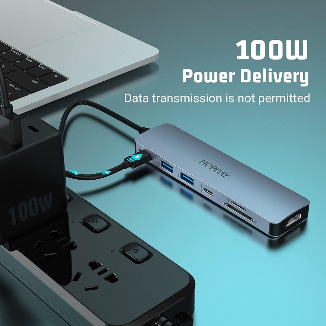 Hub USB C (7-in-1), USB C Adapter, Dual-Monitor mit 4K HDMI, 5 Gbit/s, USB 3.0 A&C Datenanschlüsse,