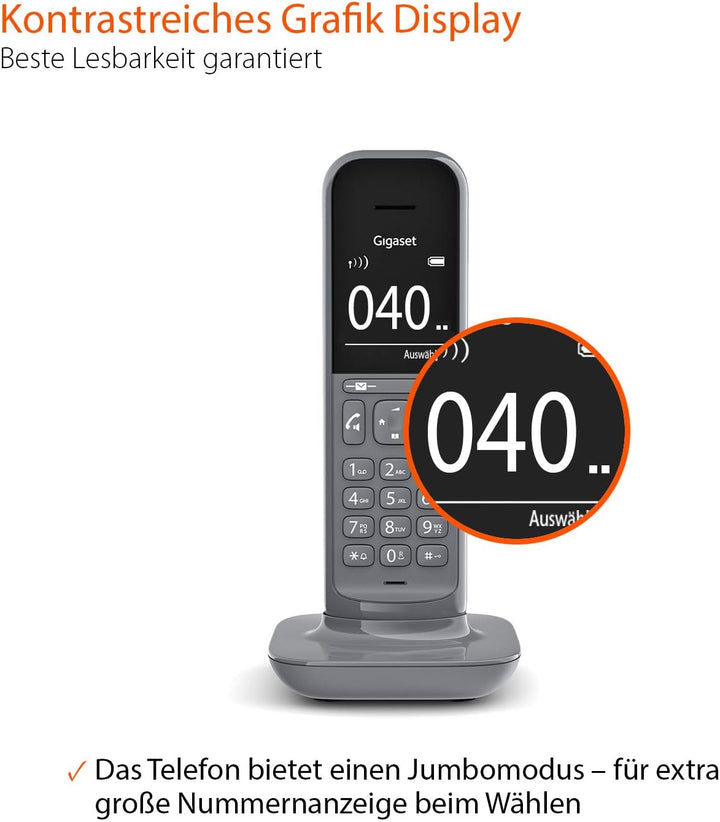 Gigaset CL390HX - Design DECT-Mobilteil mit Ladeschale - Fritzbox-kompatibel - Schnurloses Telefon f