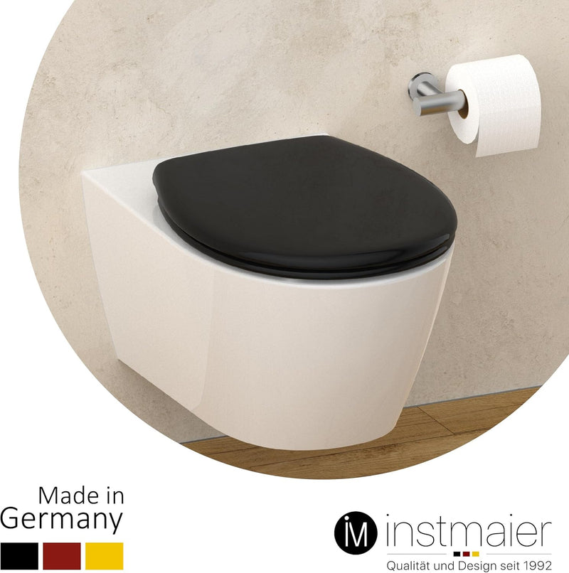 instmaier Toilettendeckel mit Absenkautomatik schwarz | Made in Germany | ovale Form | Toilettensitz