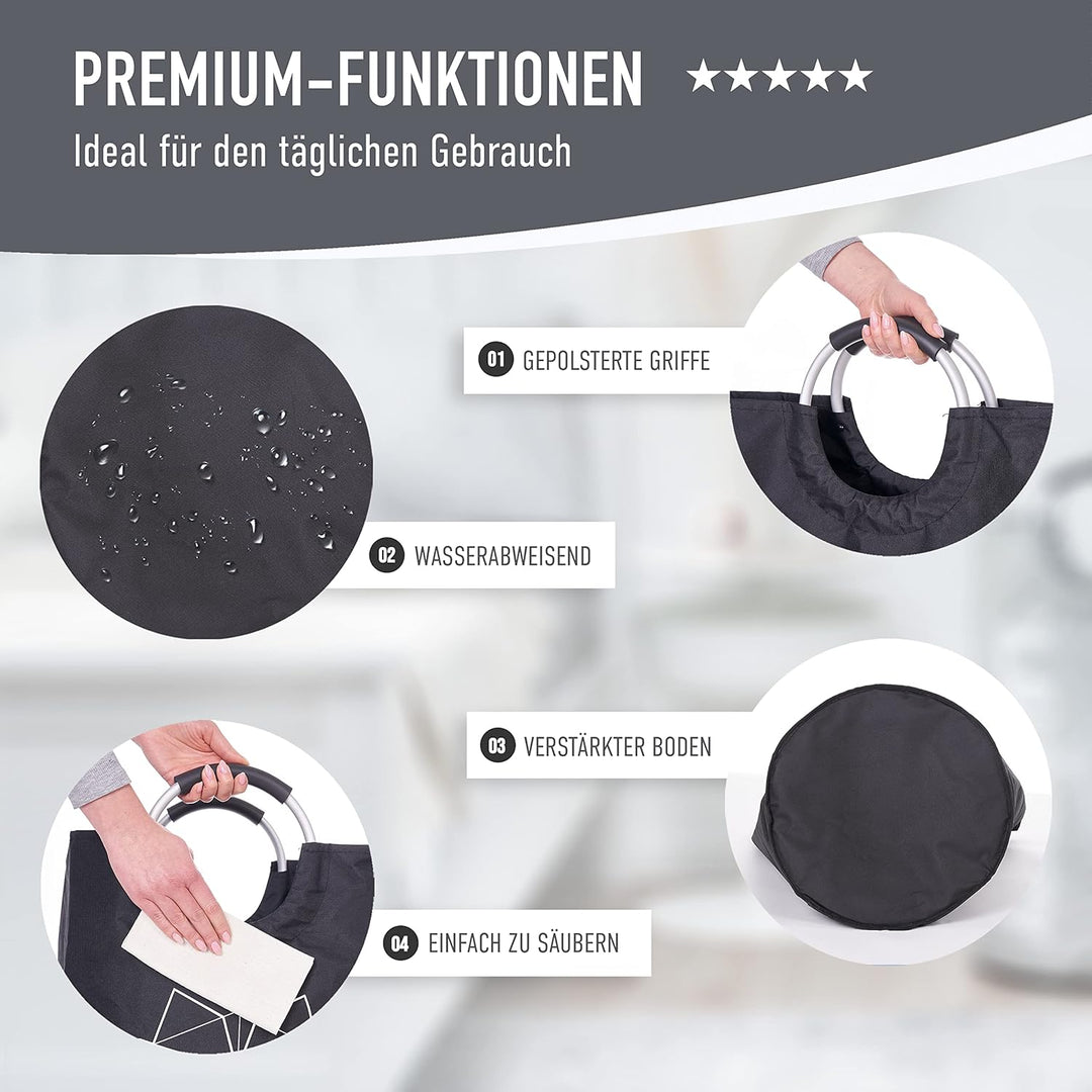 WELLENBORG® 2er Set Faltbarer Wäschekorb faltbar gross - Dunkler Wäschesammler wasserdicht Wäschesac