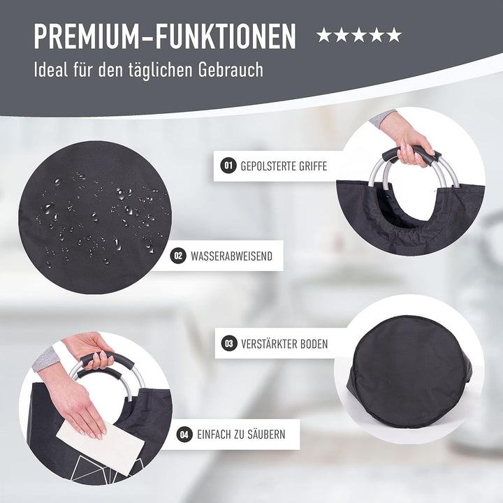 WELLENBORG® 2er Set Faltbarer Wäschekorb faltbar gross - Dunkler Wäschesammler wasserdicht Wäschesac