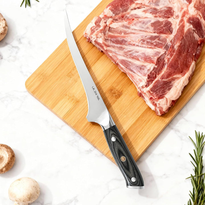 Filletmesser, 18 cm Professioneller Fisch, Knochenmesser mit ergonomischem Griff für Fleisch, Fisch,