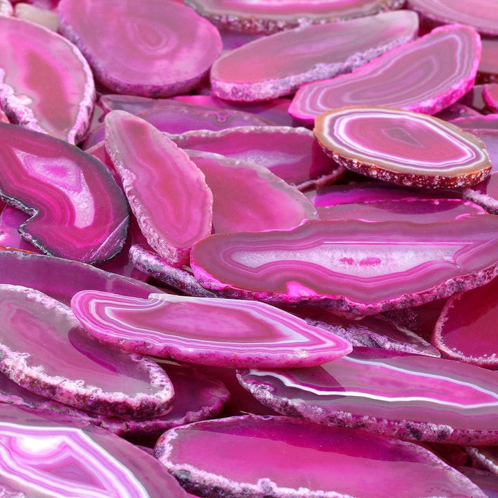 mookaitedecor 12 Stück Natürliche Geode Achat Scheiben, unregelmässige poliert Achat Edelsteine Name