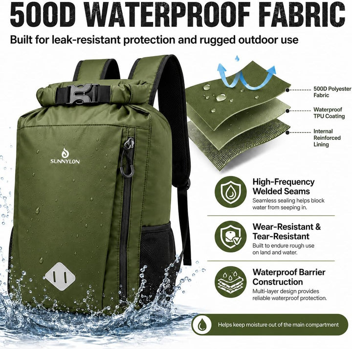 Dry Bag Rucksack,20L IPX8 wasserdichte Rucksack Rolltop mit Handyhülle,Wasserfester Tasche Schwimmen