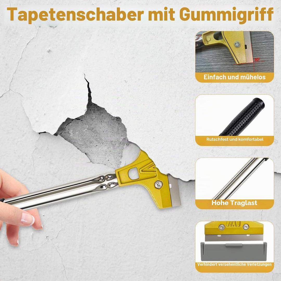 Tapetenentferner Set, 2 Stück Tapetenschaber mit 20 Ersatzklingen, Fensterschaber mit Gummigriff und