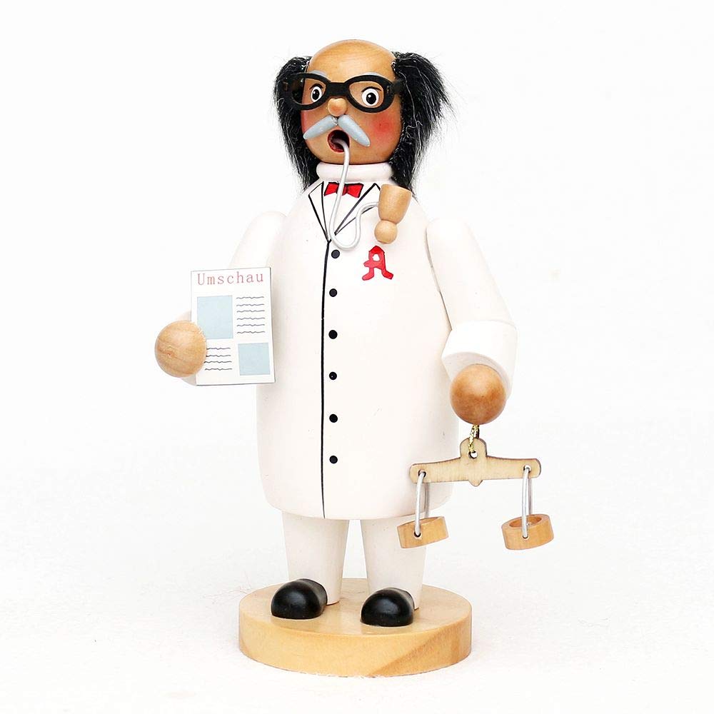 Wichtelstube-Kollektion Holz Räuchermann Räuchermännchen Räucherfigur Apotheker mit Waage & Zeitung