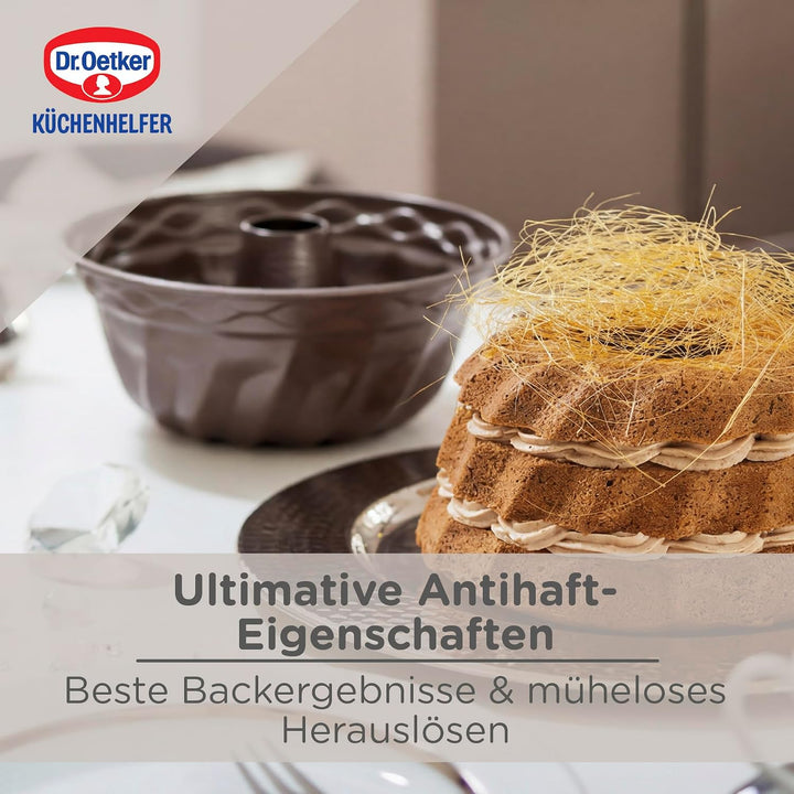Dr. Oetker Gugelhupf Ø 25 cm BACK-EDITION, runde Backform mit Auslaufschutz, Bundform mit Antihaftbe