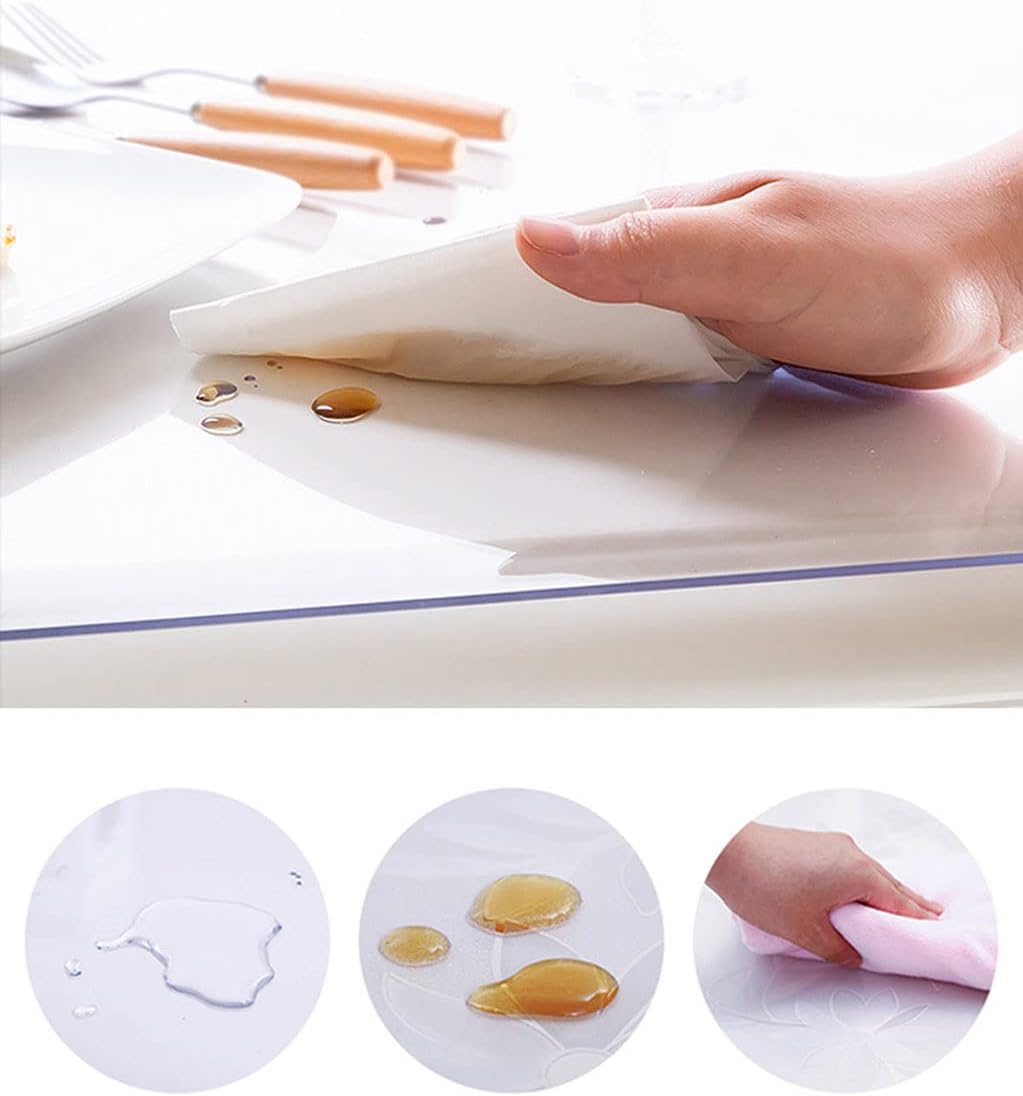 FANIVIN Haushalt PVC Transparent Tischdecke Tischmatte Schreibtisch Tischfolie Schutzfolie Quadrat D