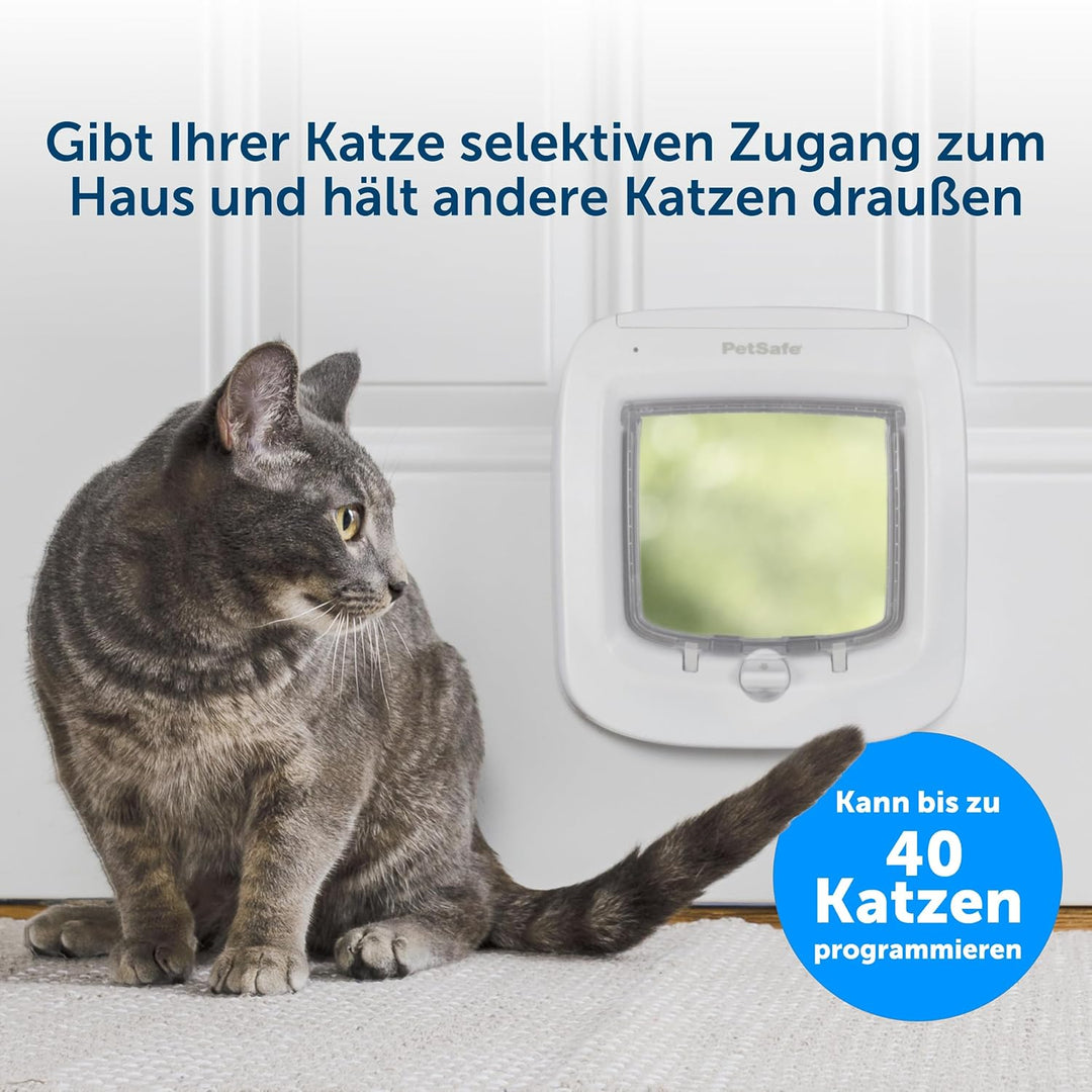 PetSafe Mikrochip-Katzenklappe, batteriebetriebene Haustierklappe, 4-Wege-Verriegelung und einfache